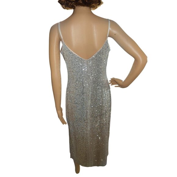 Chelsea & Violet Gold Silver Ombre Sequin Cocktail Shift Dress Women Size Medium - Picture 3 of 8